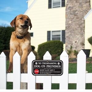 ​Metal No Trespassing Dog on Premises Sign - Outdoor Security Warning